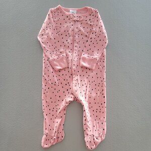Gerber Girls Pink & Black Long Sleeve Footie Onesie Sleeper 0-3M